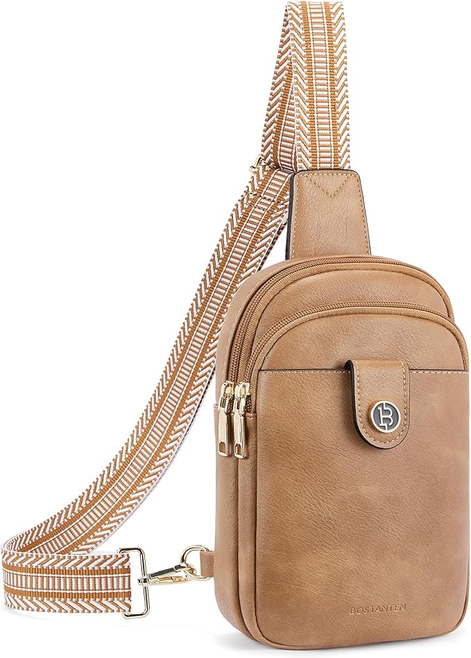 BOSTANTEN Sling Bag Crossbody Bags for Women Trendy Crossbody Purse Leather Chest Bag