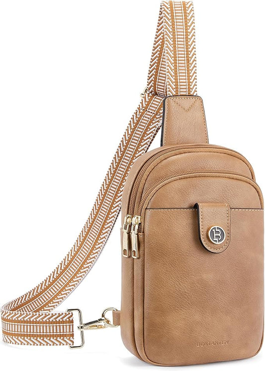 BOSTANTEN Sling Bag Crossbody Bags for Women Trendy Crossbody Purse Leather Chest Bag