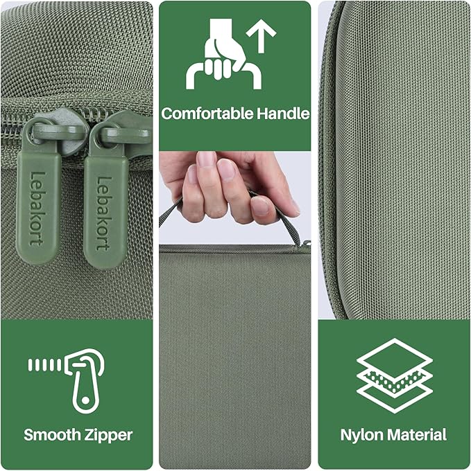 Lebakort Storage Case Compatible with Walkers Razor Slim/PROHEAR 066 030 Electronic Shooting Earmuff Hearing Protection Muff (Army Green Case, for Earmuff+ Glasses)