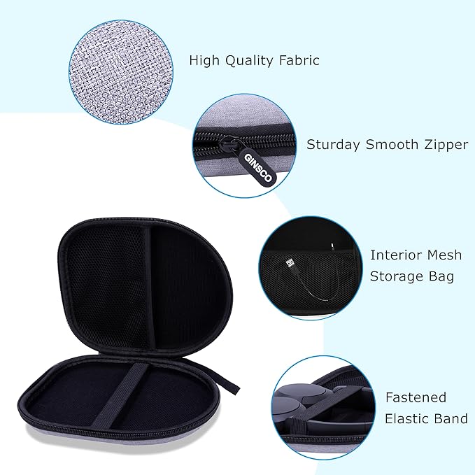 Ginsco Headphone Case Compatible with JBL Tune 510BT/520BT/500BT with Sony WH-CH520/510, Ultra-Slim Hard Shell Headphone Case for On Ear Headphones (Gray)