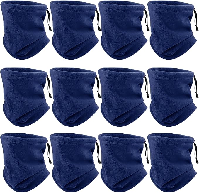 12 Pieces Fleece Neck Warmer For Men Women Winter Neck Gaiter Windproof Face Covering