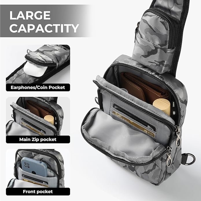 BROADREAM Sling Bag, Crossbody Bag with Anti-Theft Lock Zipper, RFID Blocking & Water Resistant for Travel Work Sport
