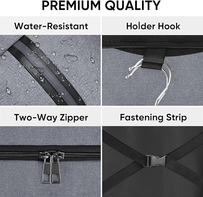 BALEINE Travel Garment Bag, Travel Suit Bag for Men, Water Resistant Carry on Garment Bag for Hanging Clothes, Garment Duffel Bag for Travel Business (Grey)