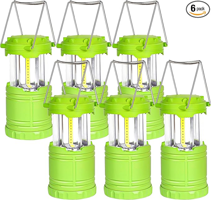 6-Pack Mini LED Green Camping Lanterns, Portable Camping Lights, Outdoor Handled Lamps, Essential Emergency Lights for Power Outages, Hiking, Hurricane