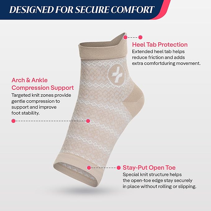 COOLMATE Ankle Support Light Compression Socks for Women and Men, Toeless Arch Support Sleeve for Running, Walking, Workout