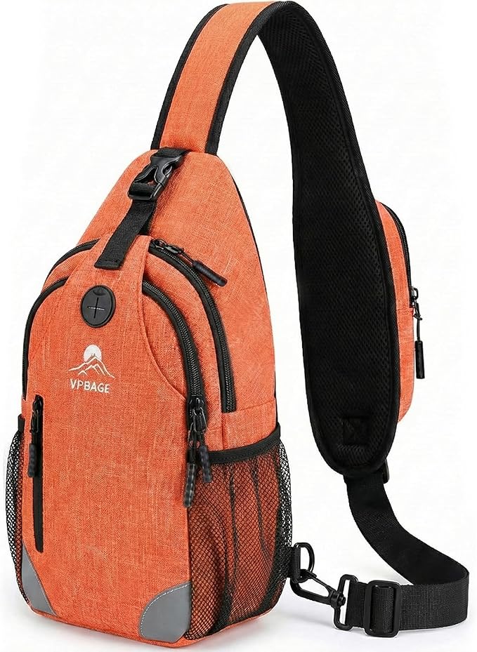 Sling Backpack for Women & Men, Crossbody Travel Bag with Water Bottle Holders, 17 Pockets, Quick-Access Phone Pocket, Hidden Security Pocket, Fits 11" Tablet, for Daily Carry, Travel, Theme Parks