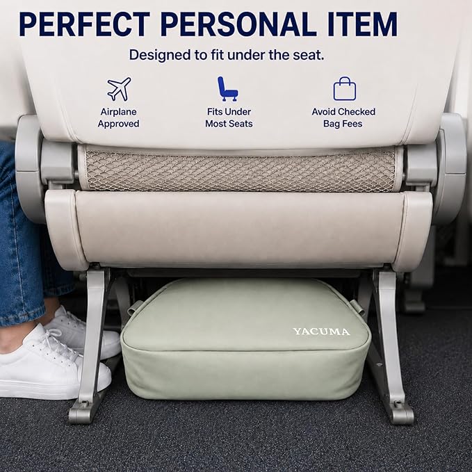 Travel Blanket Airplane Compact with Bag, Soft 40" x 60" Blanket with Luggage Strap & Underseat Personal Item Organizer for Flights, Home & Office, Grey