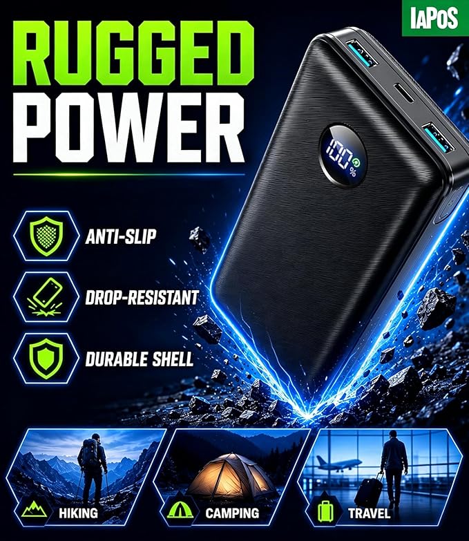 Portable Charger Power Bank - 60,000mAh Battery Pack, 22.5W Fast Charging Phone Charger Attached USB-C/iOS/Micro-USB Cable, Powerbank for iPhone 17 16 15 14 13 Samsung, for Travel Camping Essentials