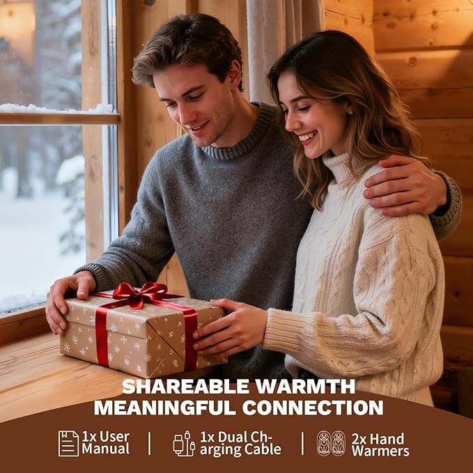 Hand Warmers Rechargeable 2 Pack, Magnetic Electric Handwarmer, 3-Level Steady Temperature, Up to 24 Hours Heating for Christmas Birthday Gifts, Hunting Essentials