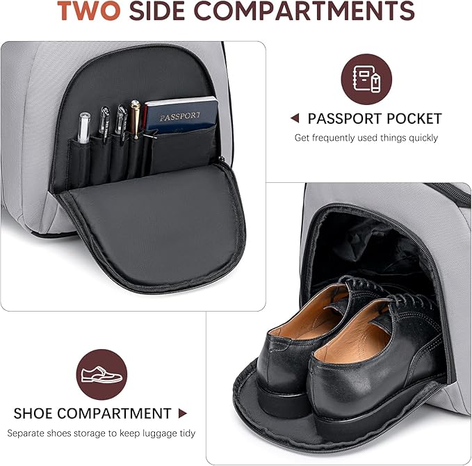 Carry on Garment Bag for Travel, Convertible Garment Duffle Bags for Men Women - 2 in 1 Hanging Suitcase Suit Travel Bags with Shoe Compartment