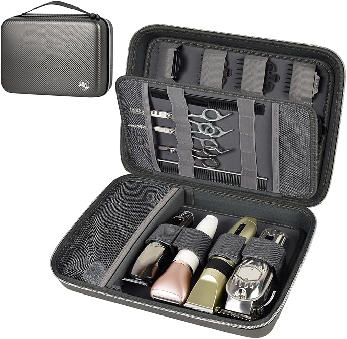 Boobowl Hard Travel Case for Hair Clippers, Hair Cutting Barber Supplies Organizer Bag, Trimmer Storage Holder for Ufree/for Wahl Men Razor Guard Grooming Kits -Box Only (Dark Grey)