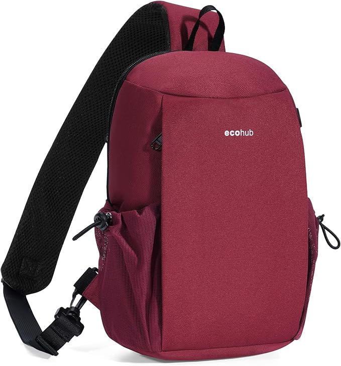 ECOHUB Sling Bag for Women Men Anti Theft Crossbody Bags Travel Purses Anti Theft Crossbody Hiking Backpacking Packs, Red