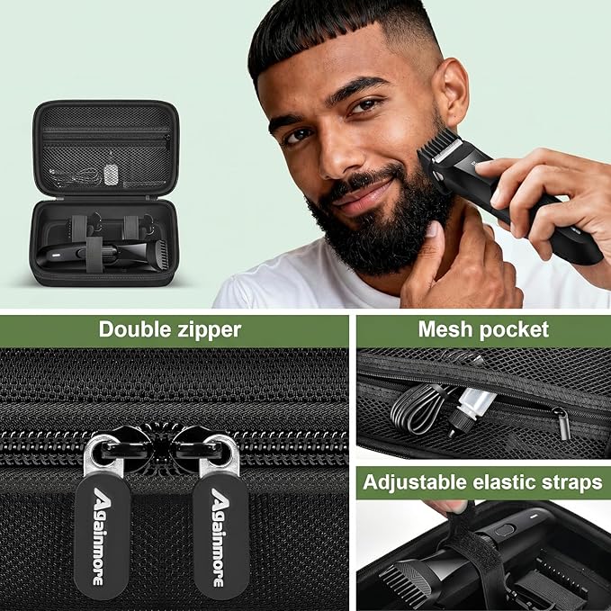 Hard Travel Case for MANSCAPED/for Wahl/for MANSPOT/for SHPAVVER Beard Trimmer for Men, Portable Electric Razor Bag with Handle & Mesh Pocket for Oil, Brush and USB Accessories(Box Only)
