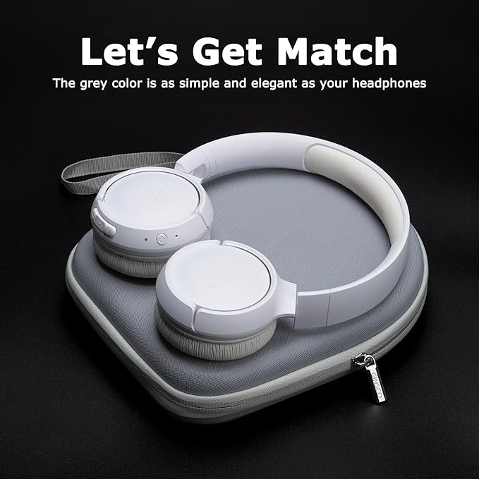 Ginsco Headphone Case Compatible with JBL Tune 510BT/520BT/500BT with Sony WH-CH520/510, Ultra-Slim Hard Shell Waterproof Headphone Case for On Ear Headphones (Gray White)