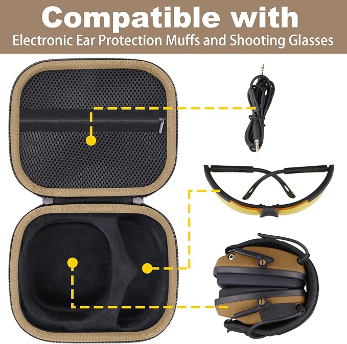 Storage Case Compatible with Walkers Razor Slim/Howard Leight Honeywell Impact Sport Electronic Ear Protection Muffs