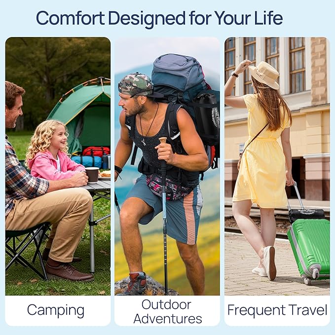 Small Cooling Memory Foam Pillow for Travel & Camping, Compressible Original Adjustable Pillow for Medium Firm Neck Knee Lumbar Support, Washable CertiPUR-US, Ideal Sleeping, Car, Airplane,Backpacking