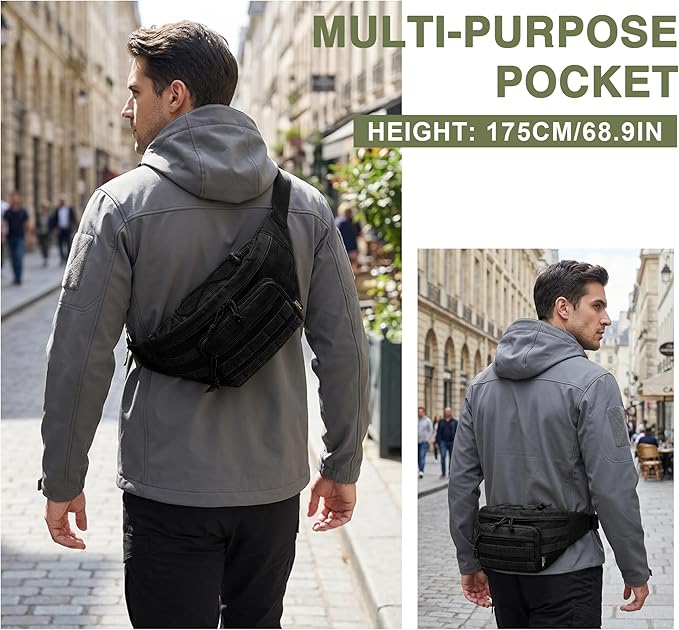 Mardingtop Tactical Fanny Pack for Men, Military Crossbody Waist Bag Utility Hip Belt Bumbag for Outdoor Travel,Hiking,Running,Walking,Fishing,EDC