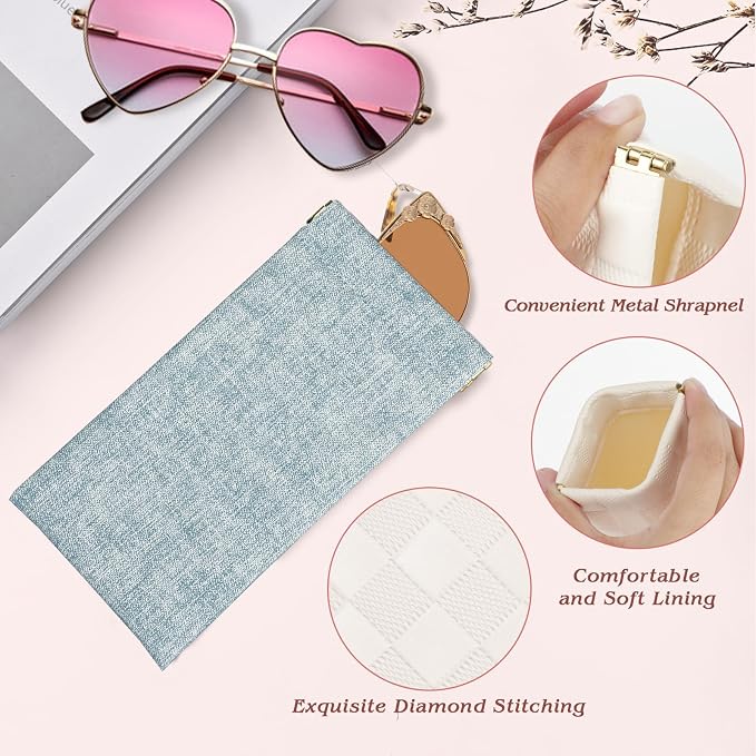eyeglasses bag Soft Glasses bag, Portable Squeeze Top Sunglasses Case Travel for Women Girls