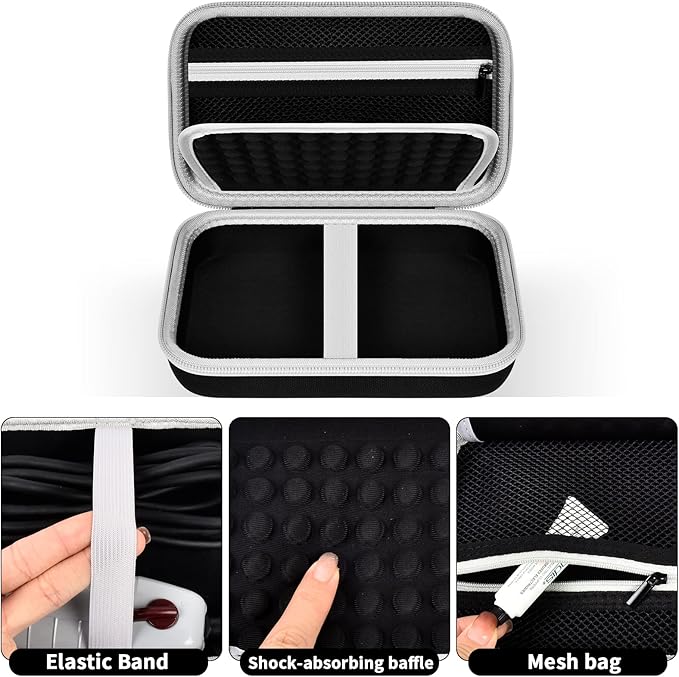 Case for Andis Professional T-Outliner Beard & Hair Trimmer, Model GTO 04780/04710/04603/04775, with Mesh Pocket for Attachment Set - Bag Only (Black+Black Inner)