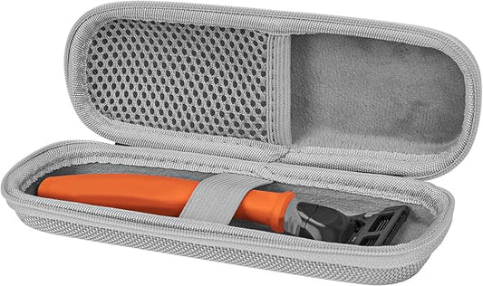 Linkidea Generic EVA Hard Shell Safety Razor Case, Shaving Accessories Storage, Men's Travel Shaver Bag Compatible with Gillette Fusion 5 Power, Mach 3, Harry's 5 Blade (Silver)