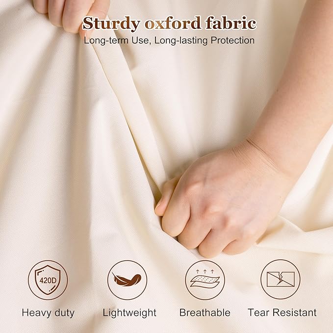 MISSLO 60" Dress Bags for Gowns Long with 4 Large Pockets Garment Bags for Travel for Women Heavy Duty Wedding Dress Bag for Hanging Clothes Garment Covers, Beige
