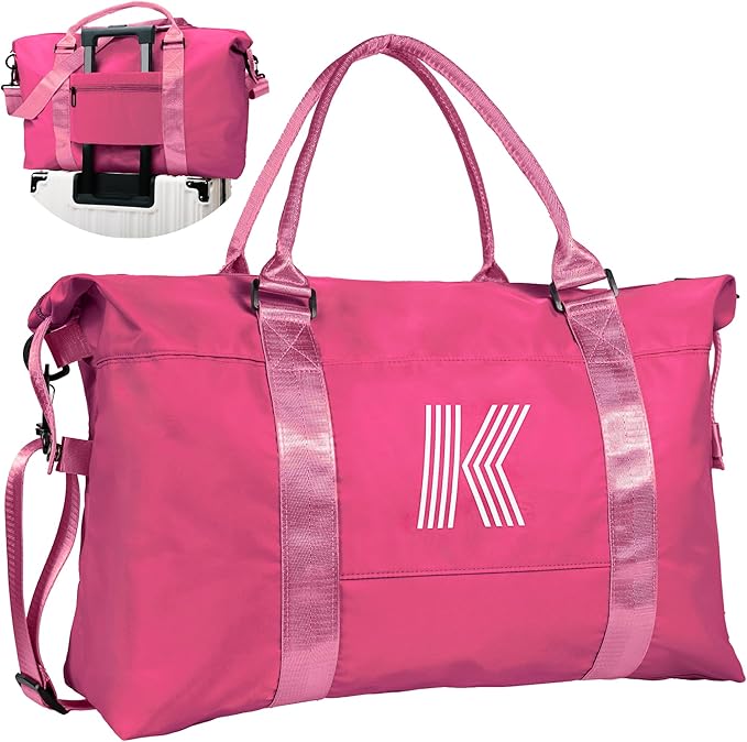 Teenage Girl Gifts, Birthday Gift, Initial Travel Bag, Travel Essential for Girls, Sports Bag, Girls Weekender Bag, Monogram Overnight Bag Gift for Her (Letter K)