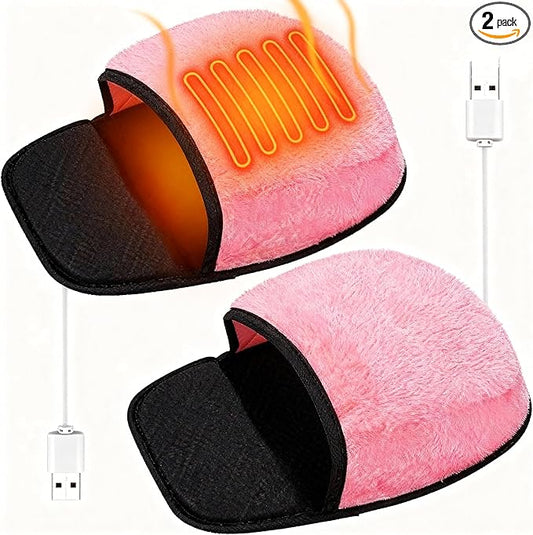 2 Pieces Heated Mouse Pad Hand Warmer USB Heated Mousepad Plush Mouse Pad Removable Hand Warming Supplies for Men and Women Office Home Computer Laptop(Pink)