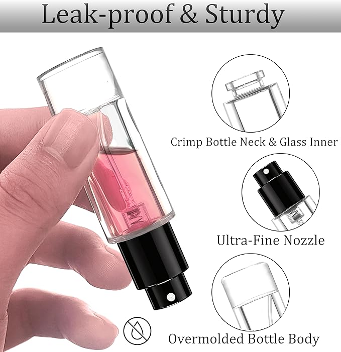 5ml Perfume Travel Refillable Bottle Perfume Atomizer, Travel Size Perfume Bottle,12pcs Glass Bayonet Mount Fragrance Atomizers for Trip, Leak-proof Cologne Sprayer Bottles