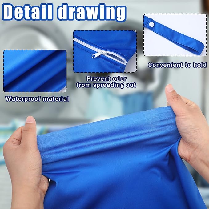 Shappy 2 Pack Large Travel Laundry Bags, Large Wet Dry Waterproof Dirty Clothes Bag for Suitcase, Swimsuit Beach Gym College Dorm Wet Bag(Solid Black Navy)