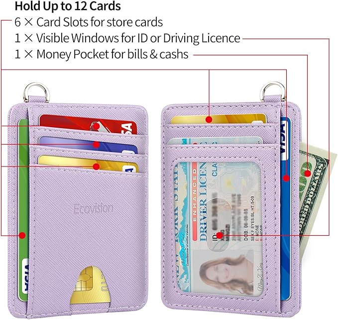 Slim Minimalist Front Pocket Wallet, RFID Blocking Credit Card Holder Wallet with Detachable D-Shackle for Men Women