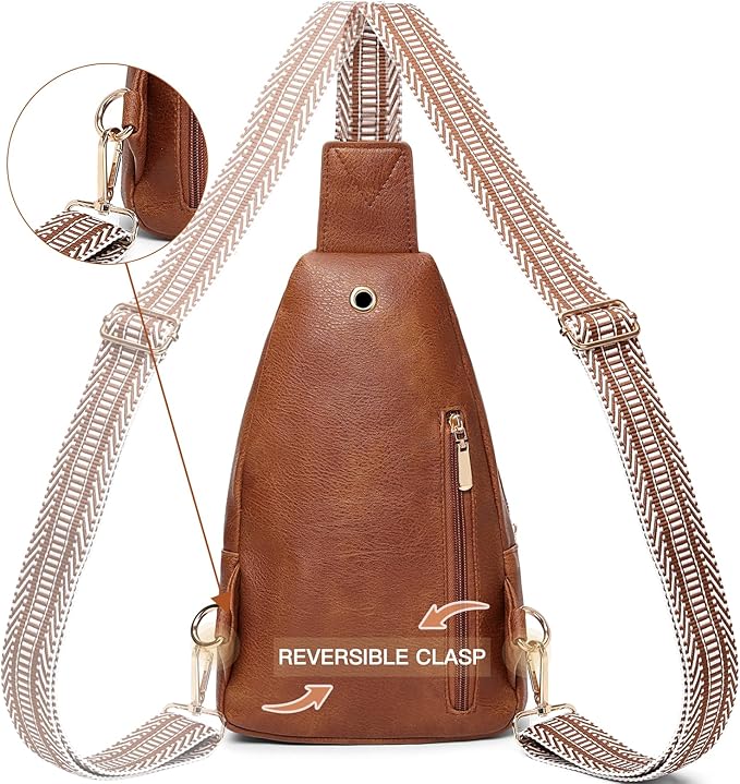 GAEKEAO Sling Bag for Women Crossbody Bags Vegan Leather Fanny Pack Chest Trendy Shoulder Bag for Travel Everyday Vacation