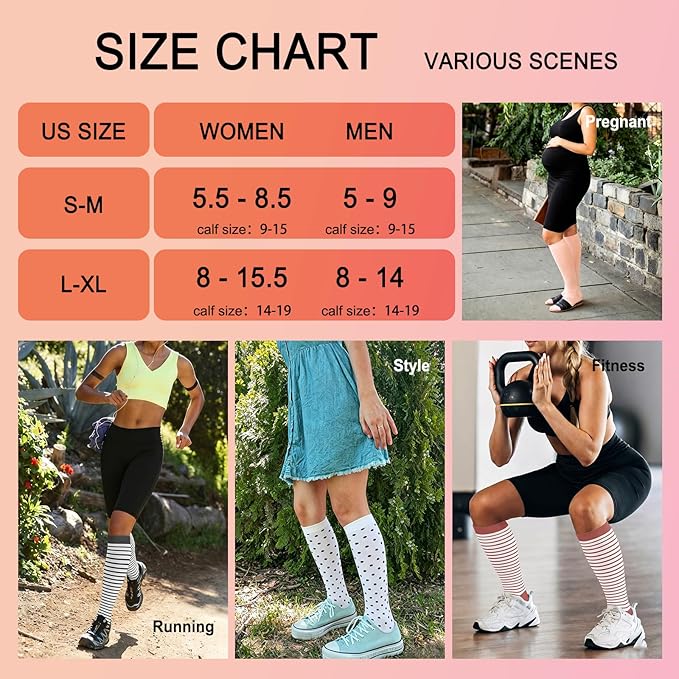 4 Pairs Compression Socks for Women Circulation-Best Support for Nurses,Running,Athletic,Travel