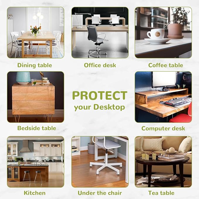38 x 84 Inch Clear Table Cover Protector, Clear Table Protector for Dining Room Table, 1.5mm Plastic Table Cover, Waterproof Table Pad for Kitchen, Office