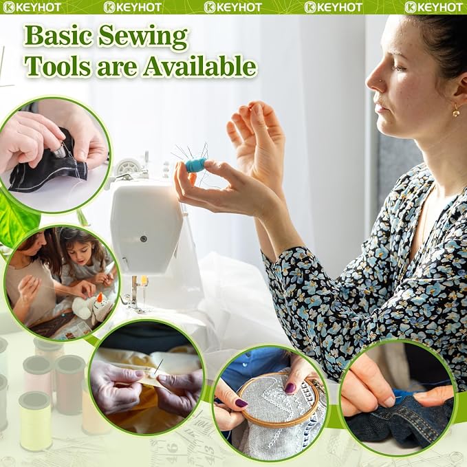 KEYHOT Sewing kit Basic,Needle and Thread Kit,Travel Small Sewing Machine Supplies for Adults Beginners Men, Home Travel Emergency Including Scissors Measure Tape Needle Threader (74pcs)