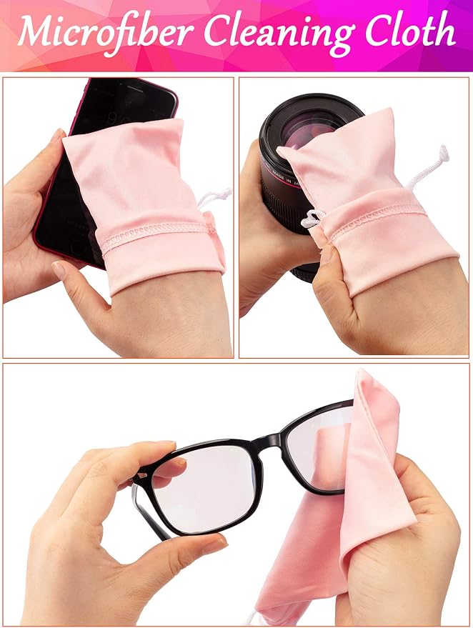 Frienda 100 Pack Soft Sunglasses Pouch Bulk Microfiber Sunglasses Case Eyeglasses Sleeve with 2 Cleaning Cloth for Storage