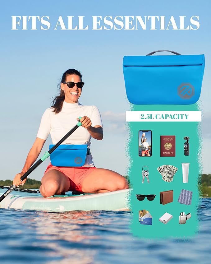 niphean IPX7 Waterproof Fanny Pack with Magnetic One-Hand Closure, Durable Waterproof Dry Bag, for Kayaking, Paddle Boarding, Beach Cruise Essentials, 2.5L Phone Pouch Dry Bags for Men Women