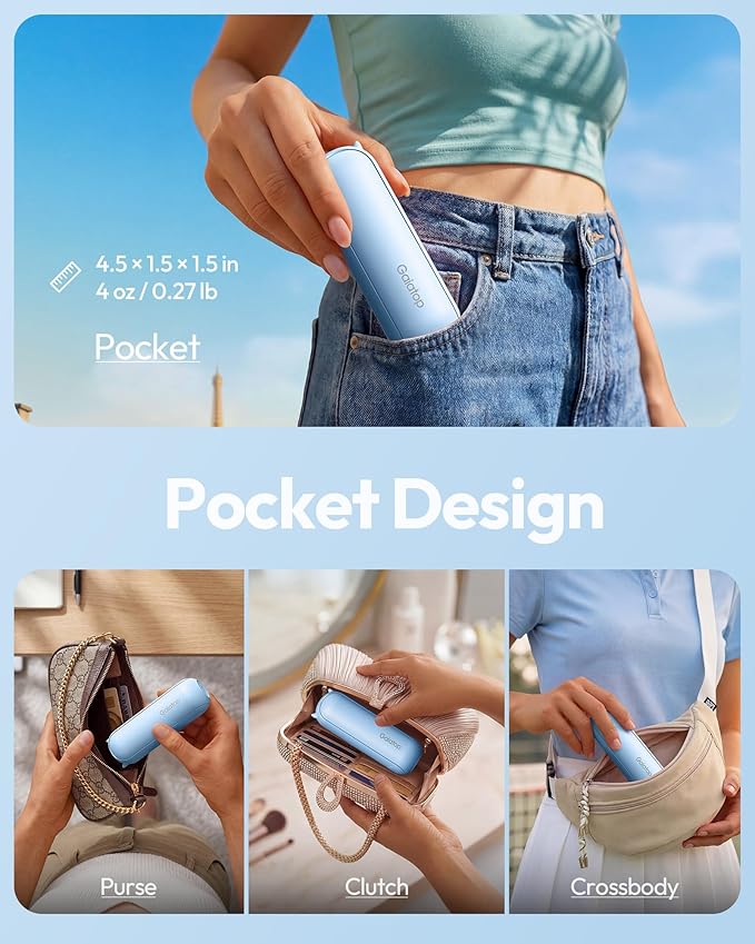 Gaiatop Portable Handheld Fan, 3 in 1 Mini Fan Handheld [17h Max Cooling], Foldable Personal Fans Pocket Design, USB Travel Fans Portable, Lash Trip Summer Essential Cute Gifts for Women Girl, Blue