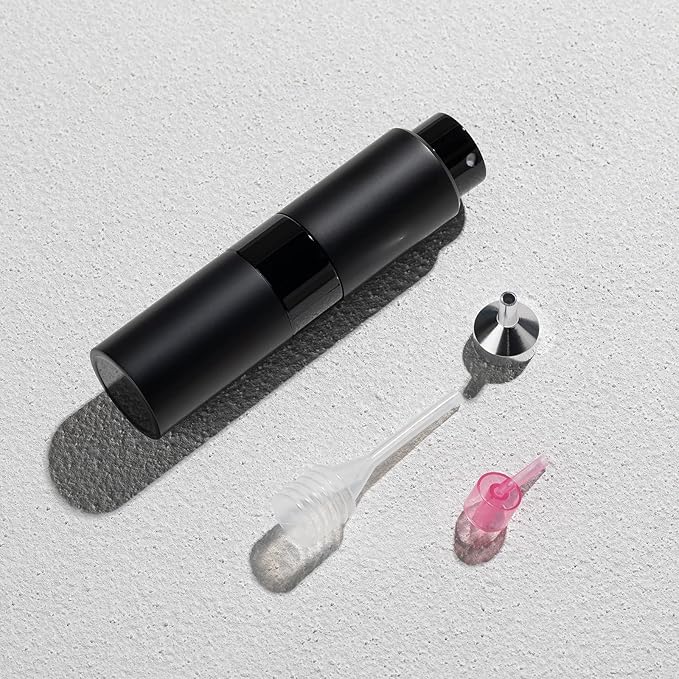 Cologne Travel Bottle 20ml - Large Size Perfume Atomizer Refillable for Men - Pocket Empty Fragrance Sprayer for Refill - 0.67oz Portable Twist Spray Sample Container for Purse Black 2PCS