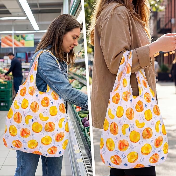 Stelle Lightweight Reusable Grocery Bag with Handles Ripstop Nylon Foldable Tote Shopping Bags for Travel and Groceries