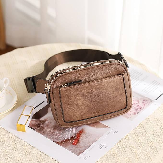 CLUCI Fanny Packs for Women Cross body, Belt Bag for Women, Mini Everywhere Crossbody Waist Bag Adjustable Strap, Vegan Leather Women's Fanny Pack