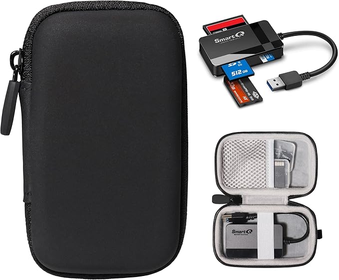 Alltravel Palm Size organizing Case for SD Card Reader and Memory Cards, Compatible with Apple Lightning to SD Card Camera Reader, SmartQ C368/ C307, UGREEN, Uni, Beikell, Oyuiasle, SUNTRSI and etcs