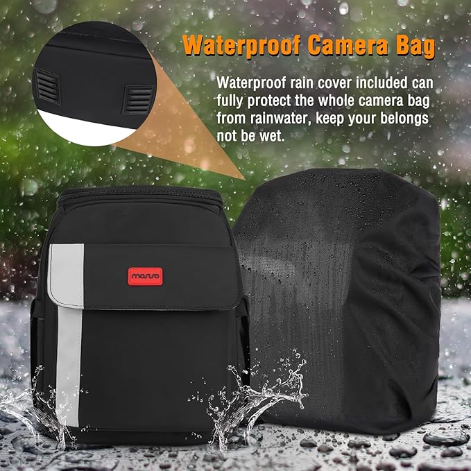 MOSISO Camera Bag Small Crossbody Shoulder Messenger Bag for DSLR/SLR/Mirrorless Cameras, Padded Camera Case with Front Flap Pocket&Rain Cover, Photography Purse for Canon/Nikon/Sony, Black
