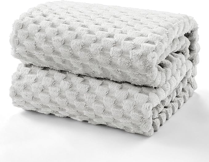 EXQ Home Gentle Soft Fleece Throw Blanket – Cozy Lightweight 3D Imitation Turtle Shell Jacquard Blanket for Couch Bed – All-Season Warm Fuzzy Flannel Blanket for Women Mom Her Gift(50"x60",Light Grey)