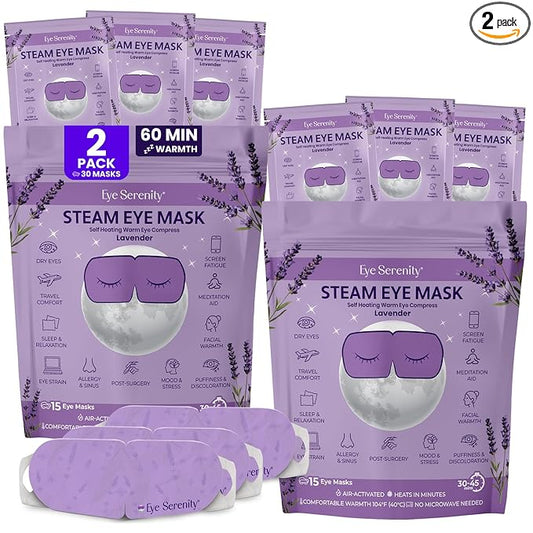 Lure Essentials Steam Eye Mask, Heated Eye Mask, Self Heating Warm Compress for Dry Eyes, Fast Relief for Stye, Puffy Sensitive Eyes, Moist Heat, Relaxation Gifts for Women and Men - Lavender