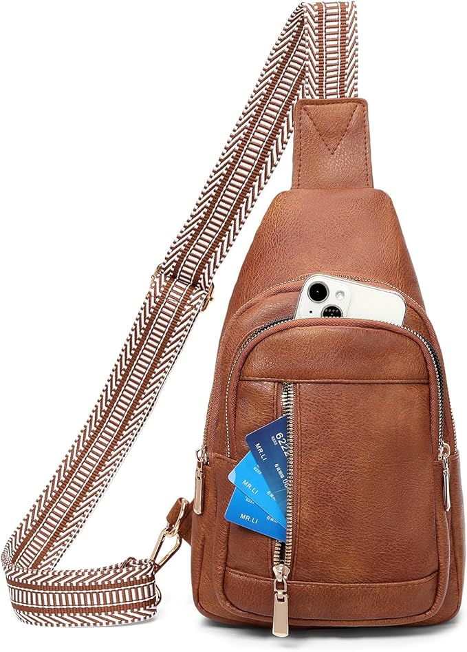 GAEKEAO Sling Bag for Women Crossbody Bags Vegan Leather Fanny Pack Chest Trendy Shoulder Bag for Travel Everyday Vacation