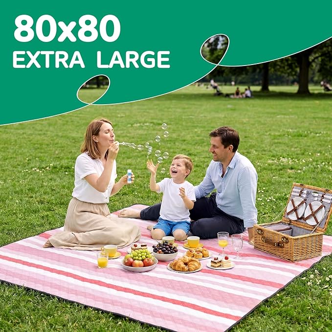 Waterproof Beach Blanket Picnic Outdoor Camping Mat Teen Teenage Tween Sweet Girl Birthday Kid Young Women Daughter Goddaughter College Students 8 9 10 12 13 14 16 17 19 Year Old Pink