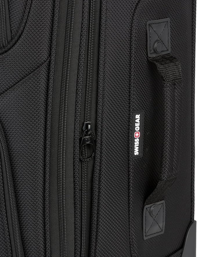 SWISSGEAR Sion Softside Expandable Spinner Luggage Durable Lightweight Travel Suitcase, Black, Checked-Medium