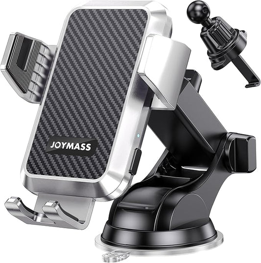 JOYMASS Wireless Car Charger, Phone Holders for Your Car, 15W Auto Clamping Phone Mount Car Accessories for iPhone 16 15 14 13 12 Mini Pro Max, Samsung Galaxy S24 Ultra S23 S22+ Note 20, etc - Silver