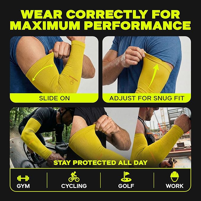 ARMORAY Arm Sleeves for Men and Women - UV Sun Protection Cooling Compression - Tattoo Cover Up Sleeve for Daily Wear & Work