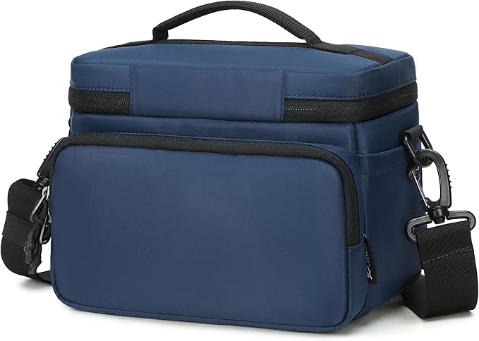 Padwa Lifestyle Blue Small Portable Camera Bag - Compact Nylon Camera Photography Bag Weather Resistant with Lens Compartment,Casual Camera Bag for Small Digital,SLR,Mirrorless Cameras